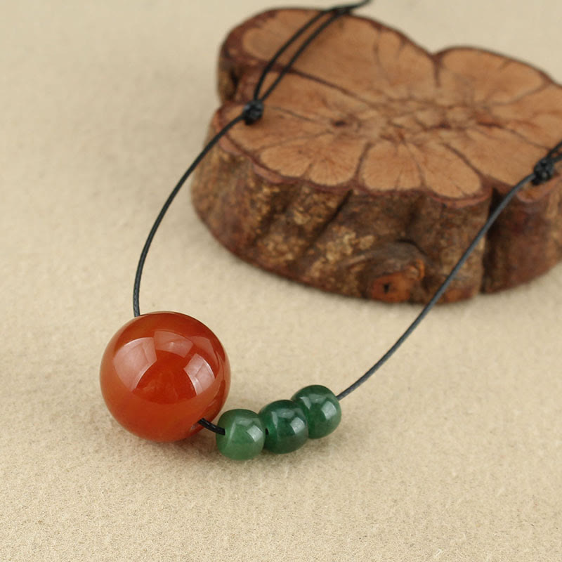 Rote Achat & grüne Aventurin Lederseil Calm Halskette
