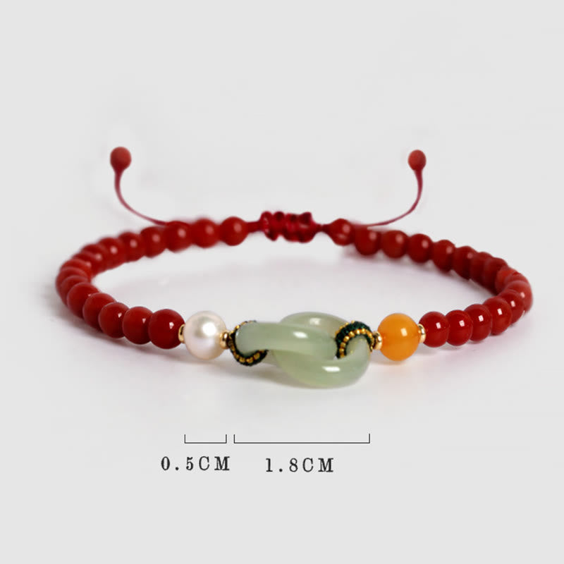 Roter Achat Hetian Jade Peace Buckle Vertrauensarmband