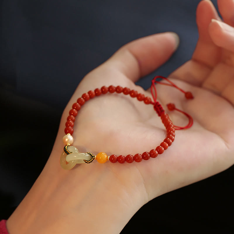 Roter Achat Hetian Jade Peace Buckle Vertrauensarmband