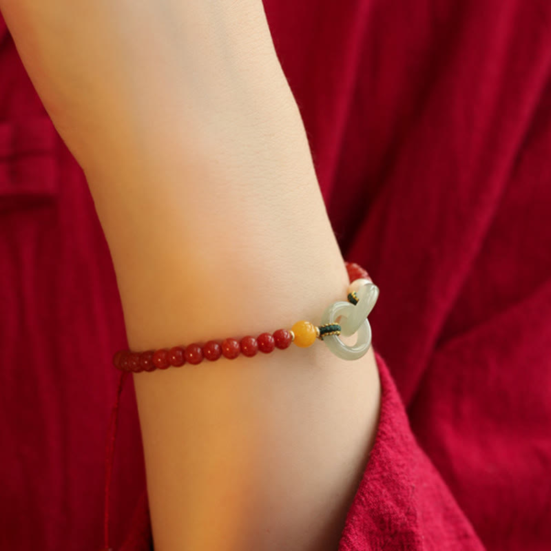Roter Achat Hetian Jade Peace Buckle Vertrauensarmband