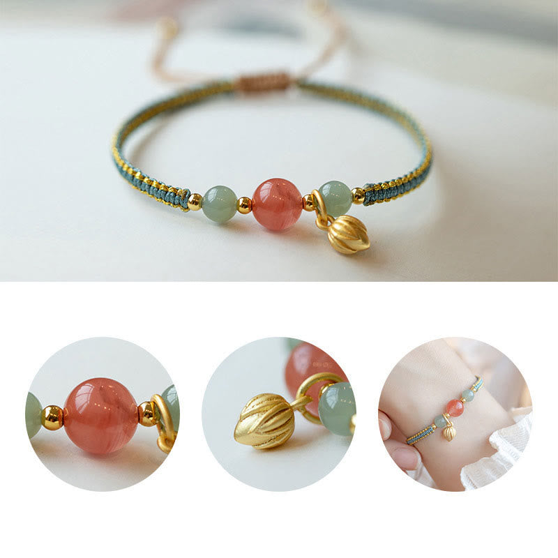 Rotes Achat-Jade-Lotus-Vertrauensarmband