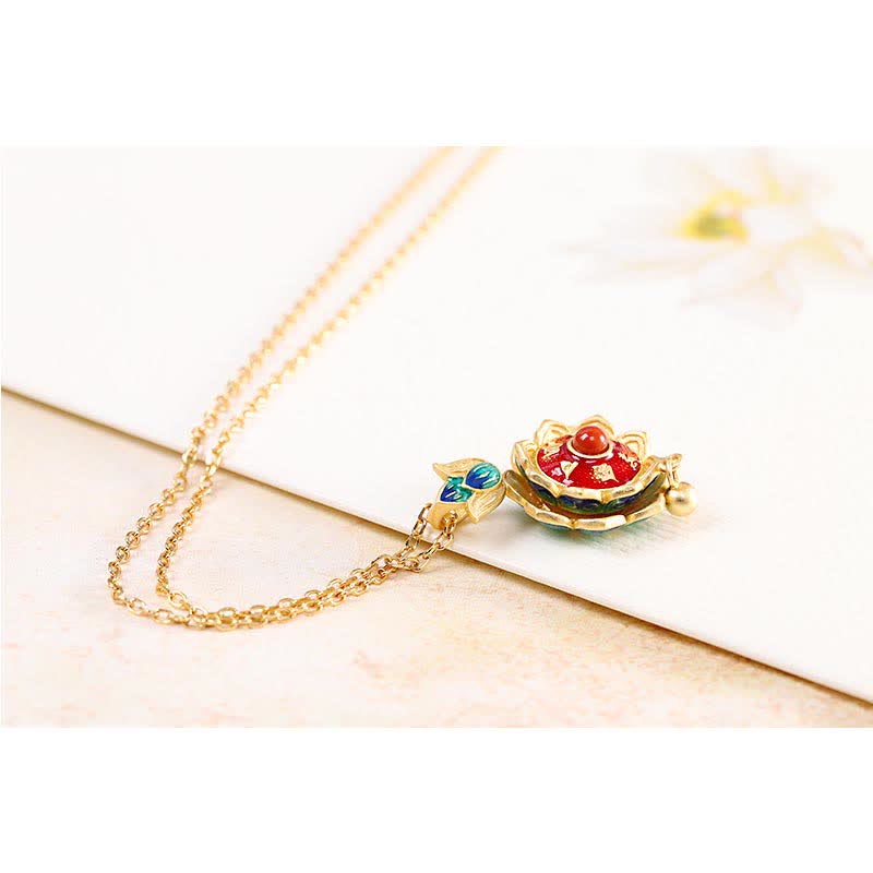 Rote Achat-Halskette | 925 Sterling Silber Lotus-Anhänger Erleuchtung