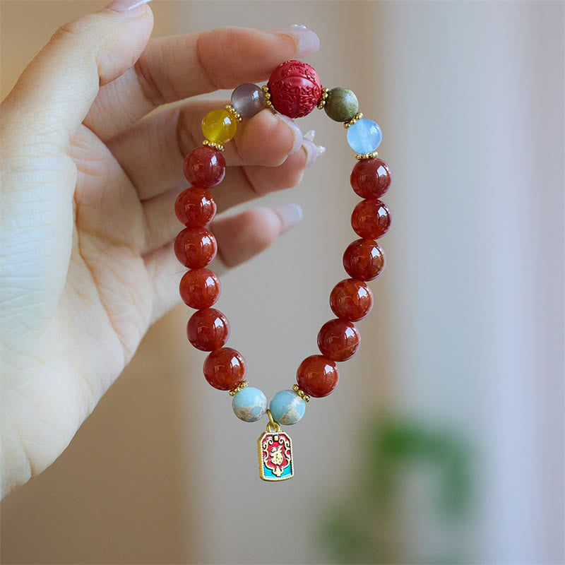Roter Achat Peace Talisman Vertrauensarmband 10mm Perlen