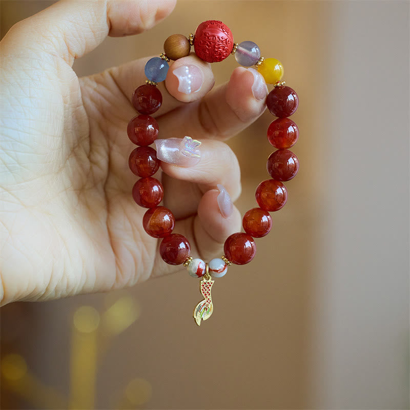 Roter Achat Peace Talisman Vertrauensarmband 10mm Perlen