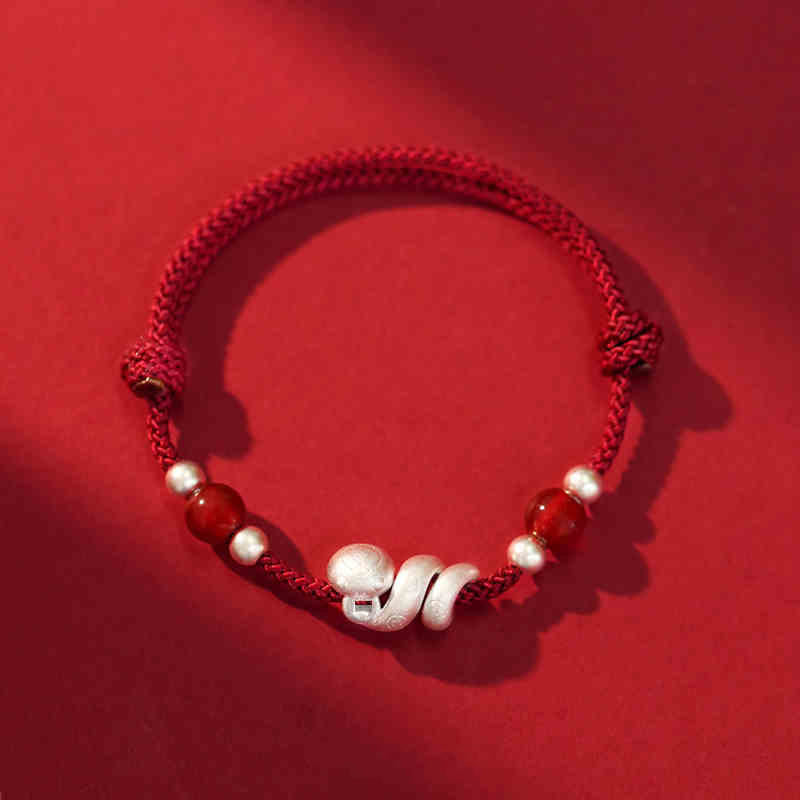 Rotes Achat-Schlangen-Sterlingsilber-Vertrauensarmband