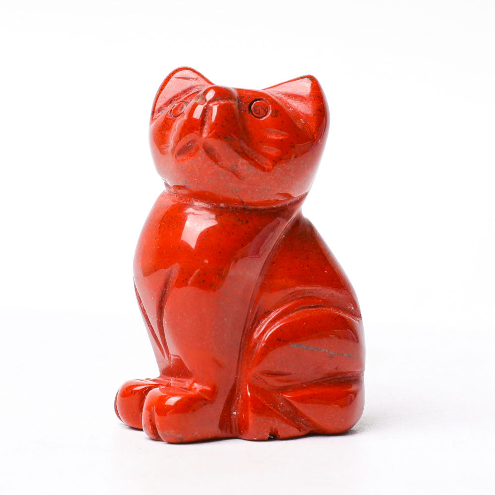 Rote Jaspis-Katzenfigur, 3,8 cm, spirituelle Weisheitsstatue