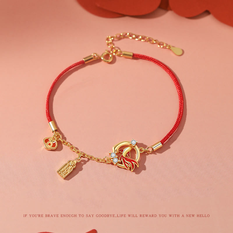 Red String 925 Sterling Silber Koi Fisch Armband für Glück 13–17 cm