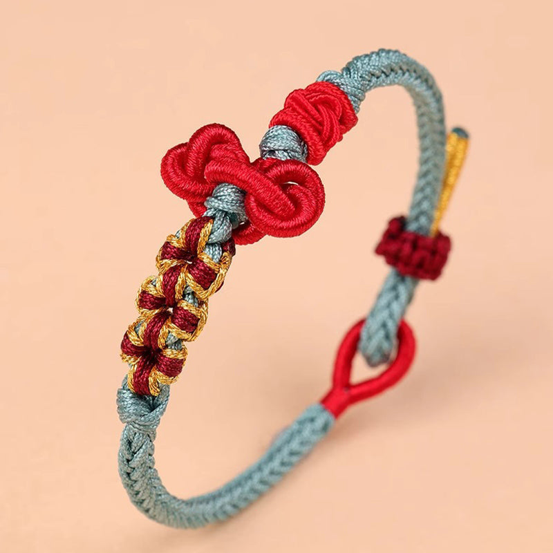 Rotes Schnurarmband mit Wenchang-Knoten | Glück & Stärke