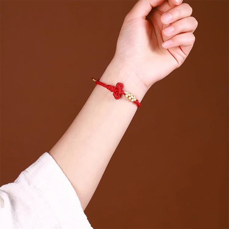 Rotes Schnurarmband mit Wenchang-Knoten | Glück & Stärke