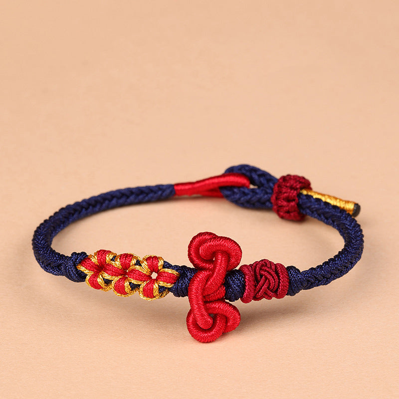Rotes Schnurarmband mit Wenchang-Knoten | Glück & Stärke