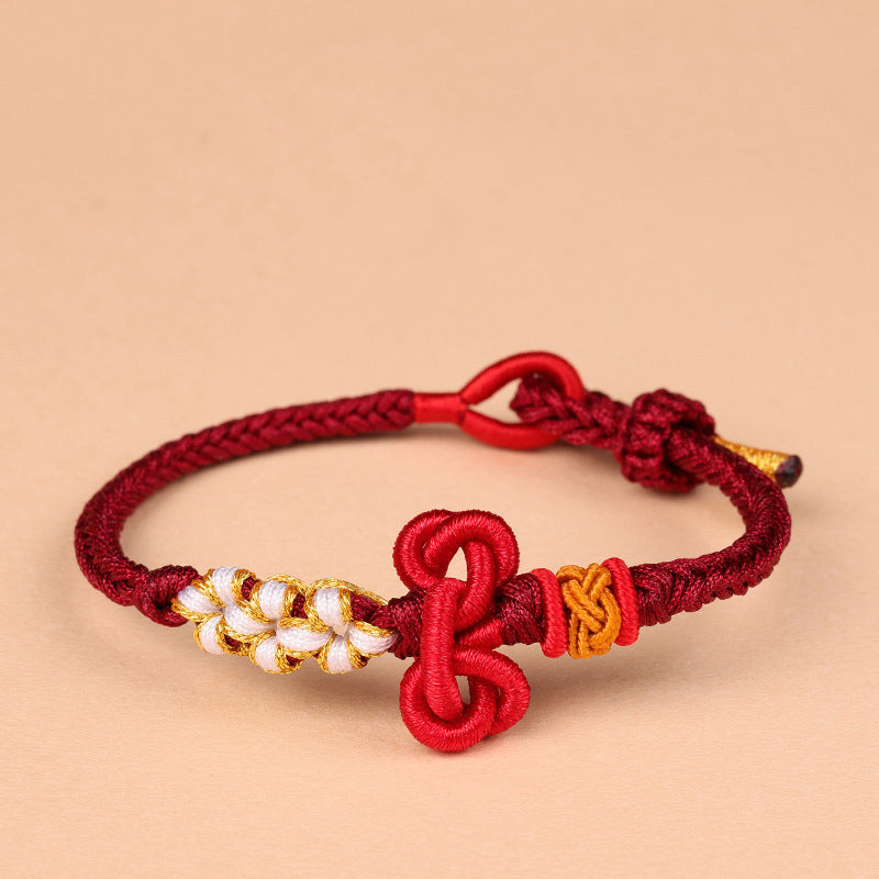 Rotes Schnurarmband mit Wenchang-Knoten | Glück & Stärke