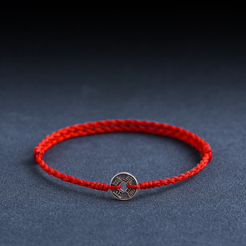 Red String Fünf Kaisermünzen Schutzarmband 925 Silber