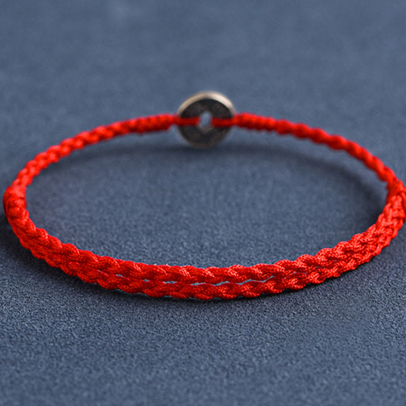 Red String Fünf Kaisermünzen Schutzarmband 925 Silber