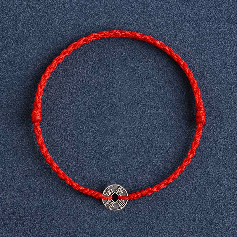 Red String Fünf Kaisermünzen Schutzarmband 925 Silber