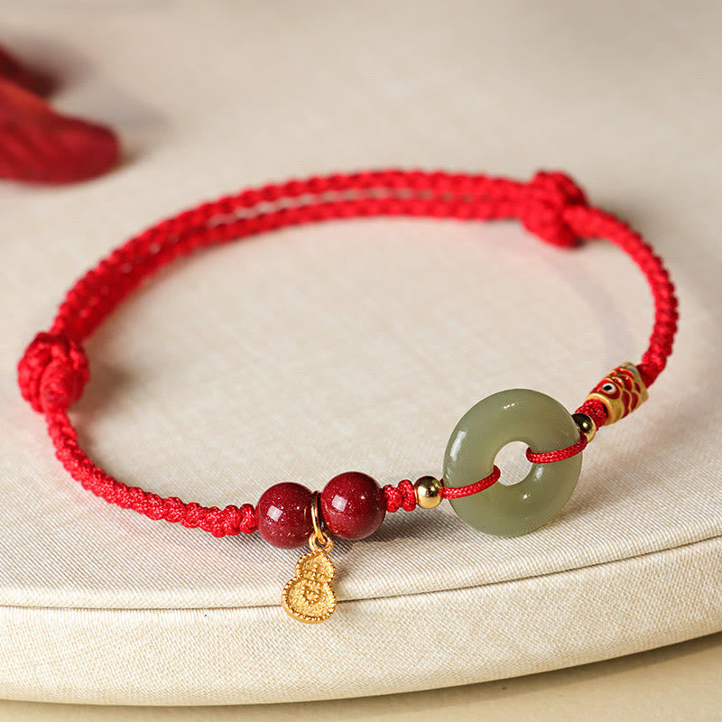Rotes Hetian Jade Peace Buckle Schutzarmband