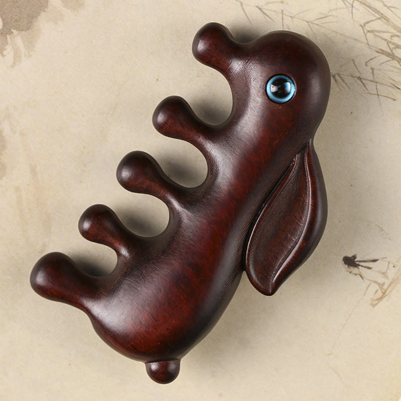 Entspannungsmassagekamm | Kleines Blatt aus rotem und grünem Sandelholz