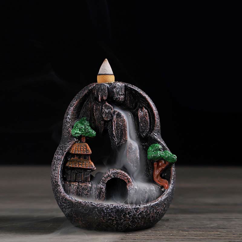 Räuchergefäß aus Harz mit Buddha-Motiv und Bergbrücken-Muster