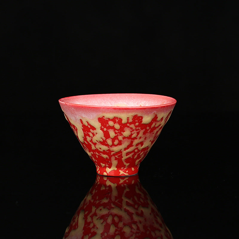 Retro Blau Rot Farbverlauf Lotus Keramik Teetasse Schale