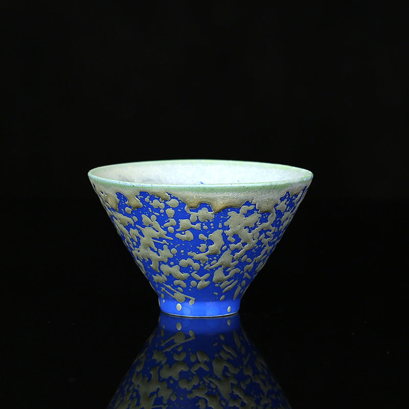 Retro Blau Rot Farbverlauf Lotus Keramik Teetasse Schale