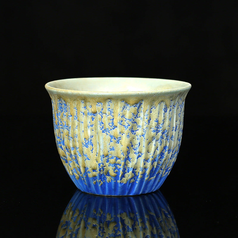 Retro Blau Rot Farbverlauf Lotus Keramik Teetasse Schale