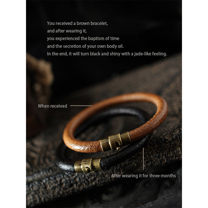 Spirituelles Retro-Armband aus Kupferleder für Glück und Heilung