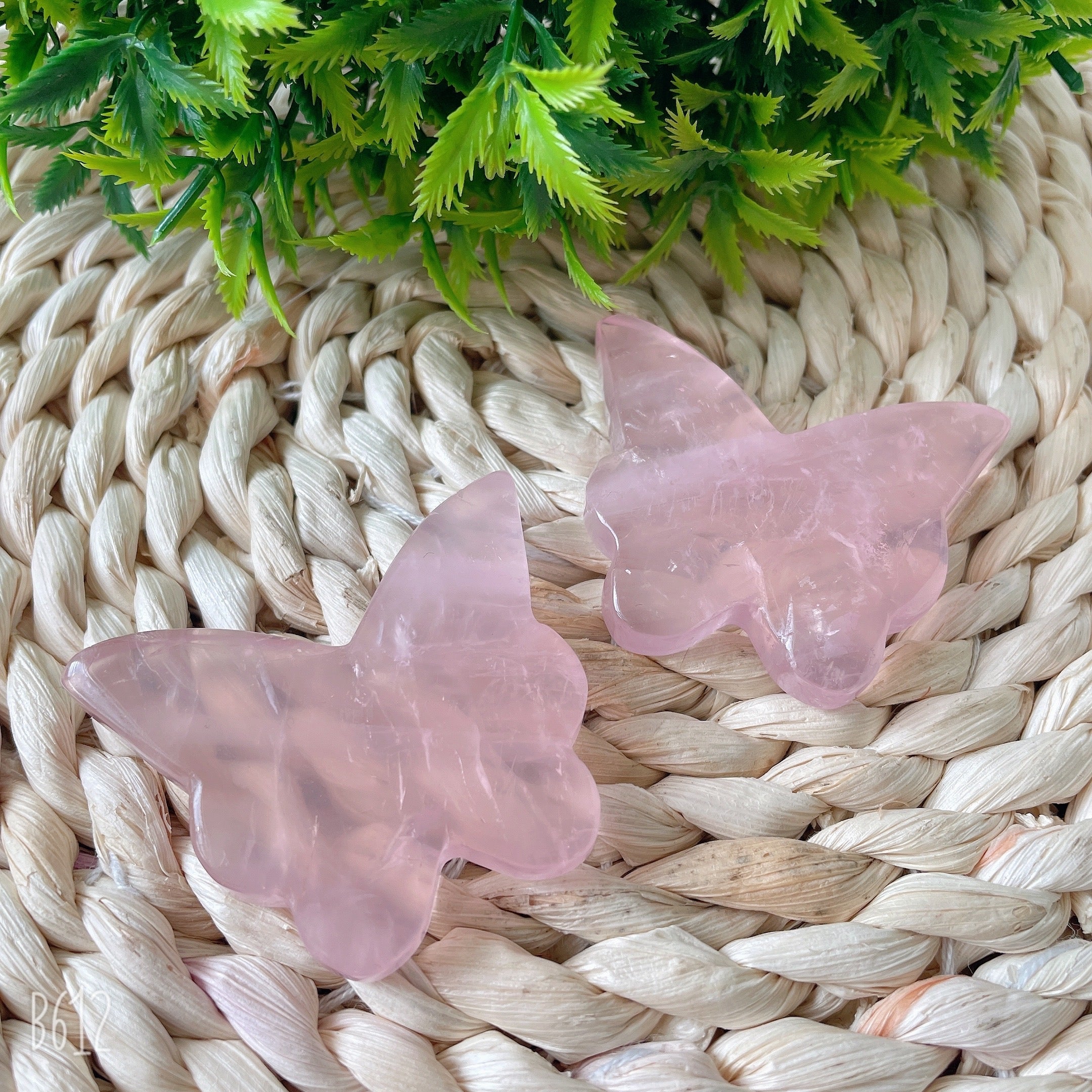 Rose Quartz Butterfly Crystal Carving 1.7 Inch Healing Sculpture