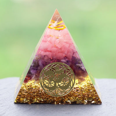 Rosenquarz-Orgonit-Heilpyramide