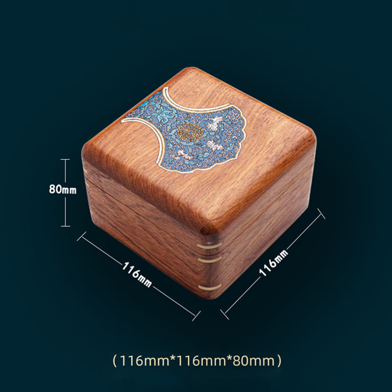 Schmuckschatulle aus Rosenholz mit antikem Blumenblatt-Design – handgefertigte Aufbewahrung