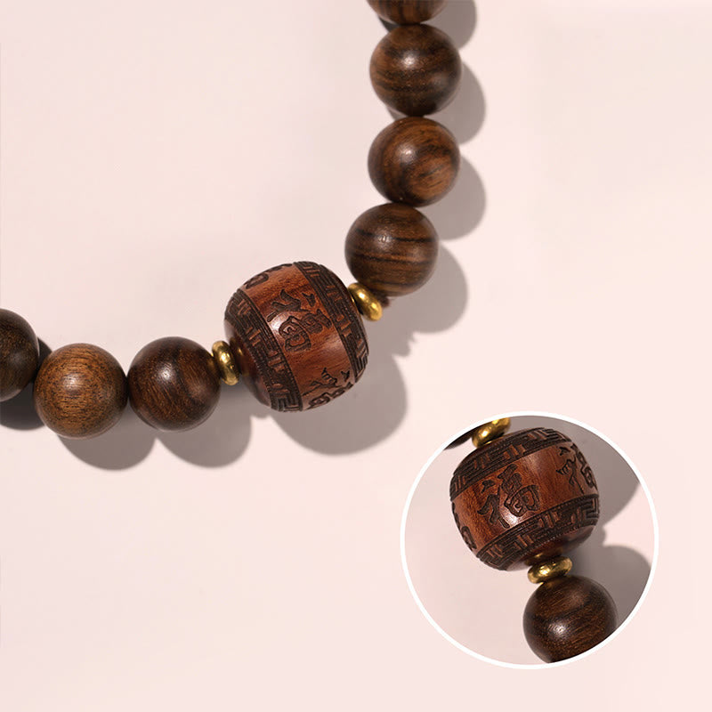 Spirituelles Armband aus Rosenholz mit Fu-Charakter | Wärme & Glück