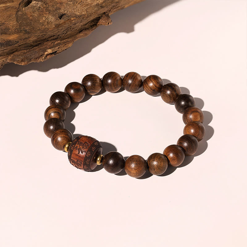 Spirituelles Armband aus Rosenholz mit Fu-Charakter | Wärme & Glück