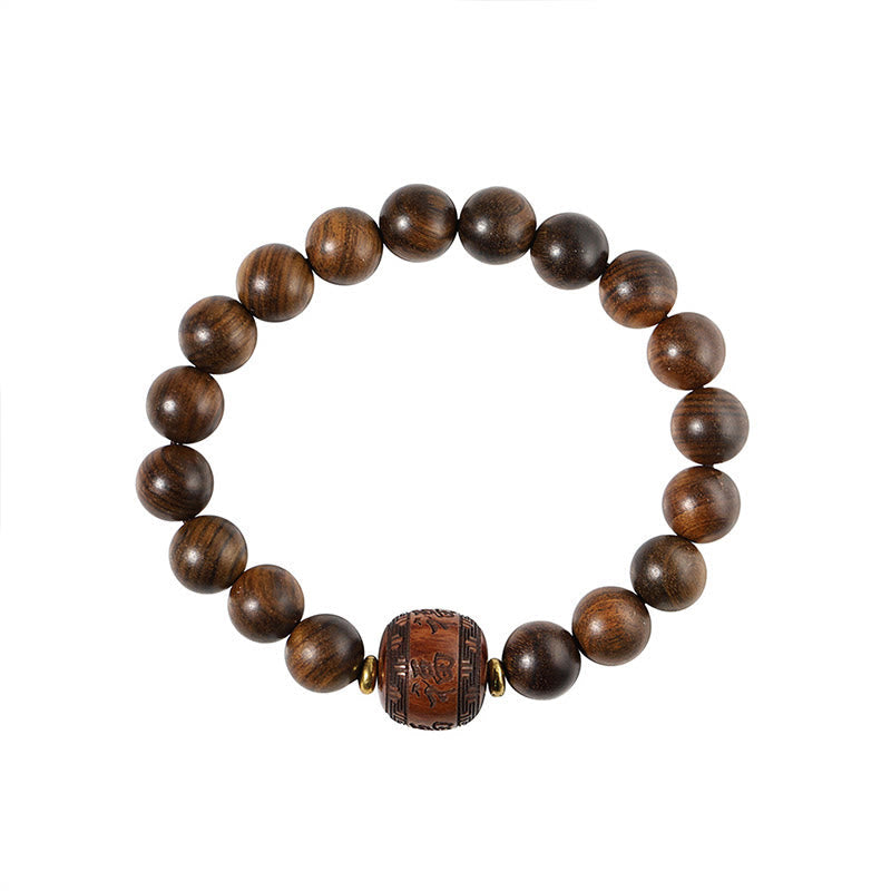 Spirituelles Armband aus Rosenholz mit Fu-Charakter | Wärme & Glück