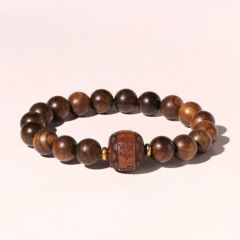 Spirituelles Armband aus Rosenholz mit Fu-Charakter | Wärme & Glück