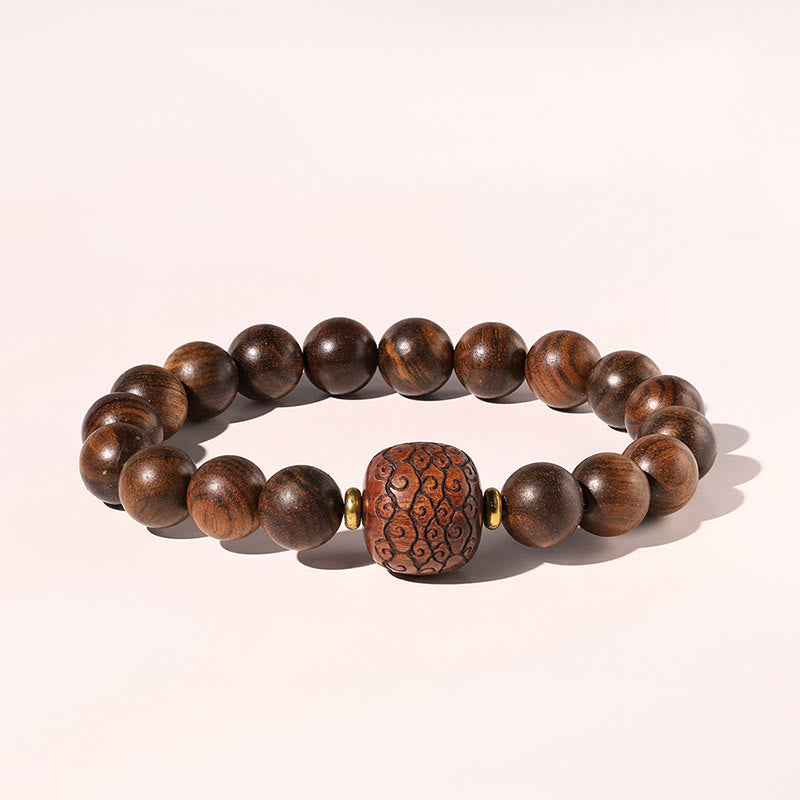 Spirituelles Armband aus Rosenholz mit Fu-Charakter | Wärme & Glück