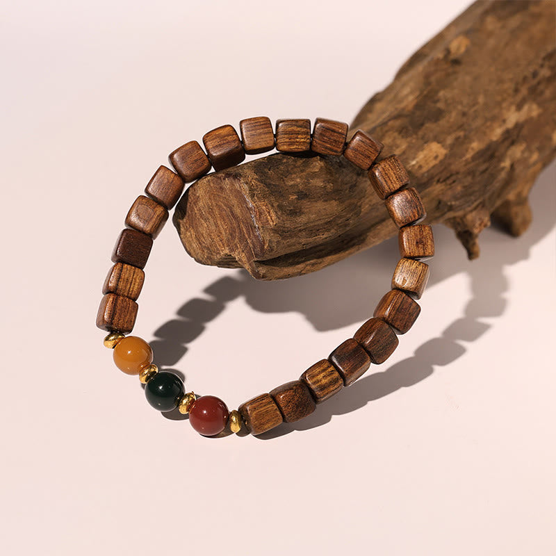 Spirituelles Armband aus Rosenholz mit Fu-Charakter | Wärme & Glück