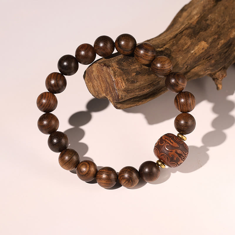 Spirituelles Armband aus Rosenholz mit Fu-Charakter | Wärme & Glück