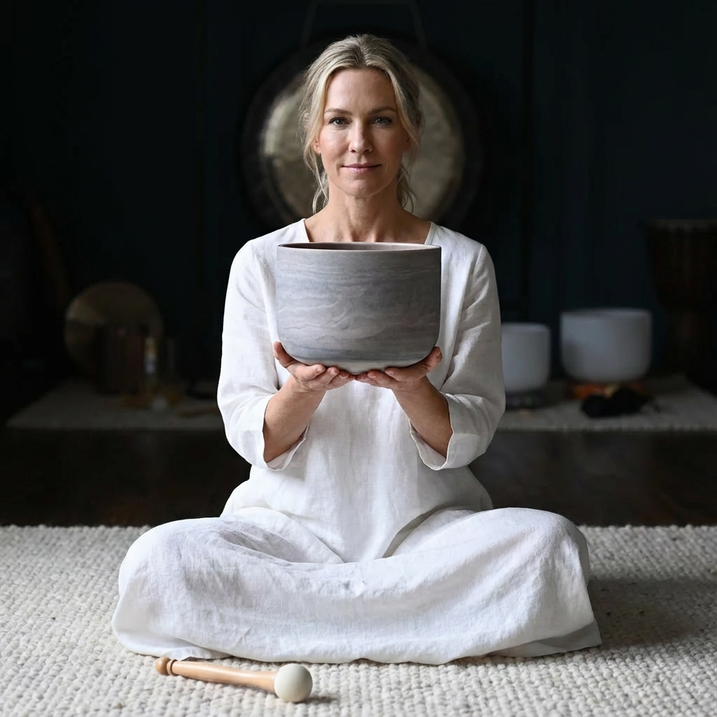 Rubin-Edelstein-Quarzkristall-Klangschale zur Meditation