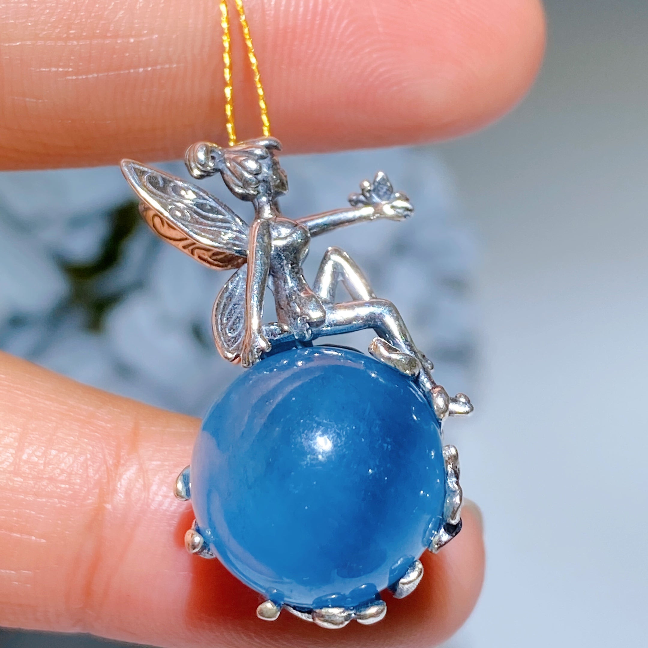 S925 Silver Star Rose Quartz & Aquamarine Pendant Healing Crystal