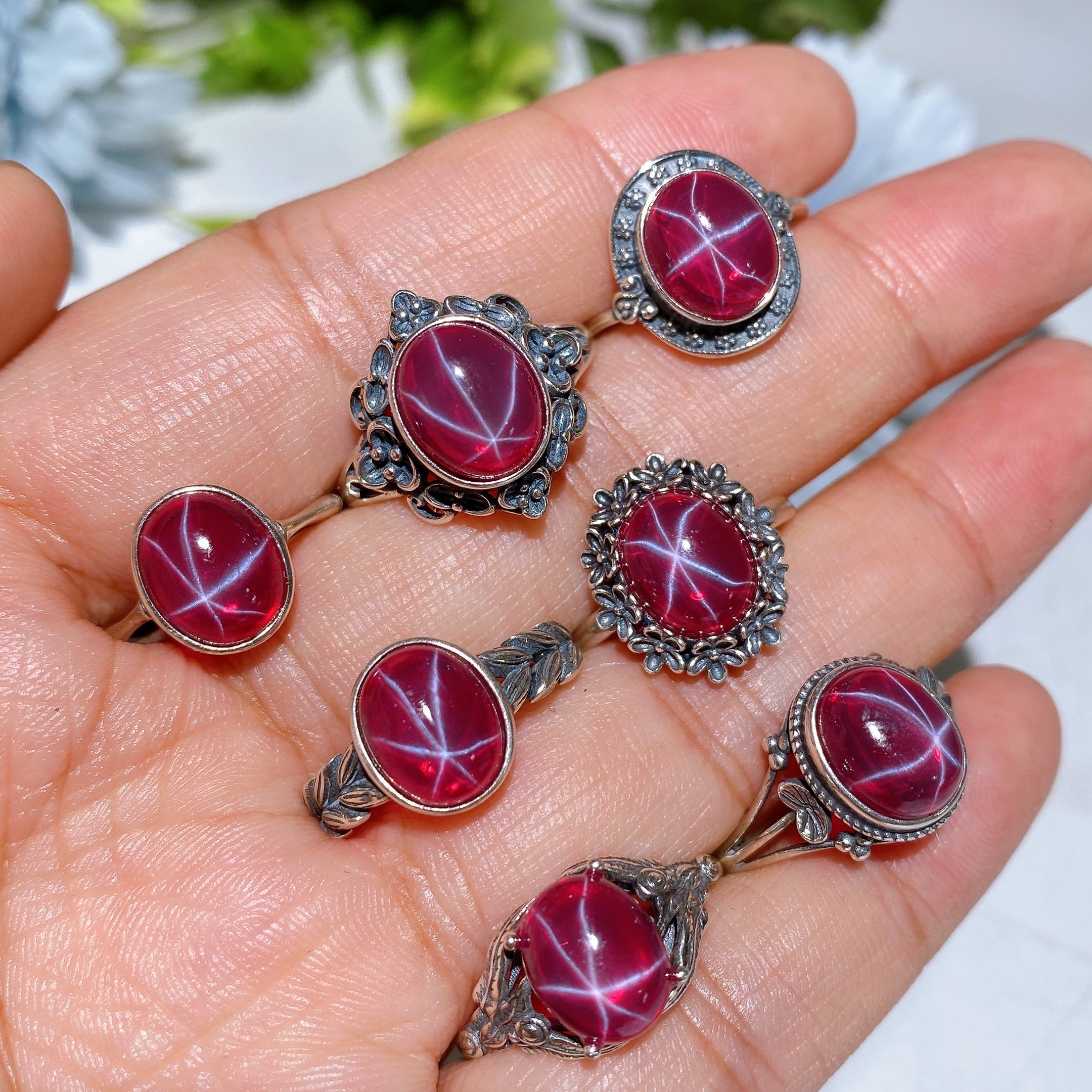 S925 UV-reaktives Sternrubin-Spirituelles Schmuckset