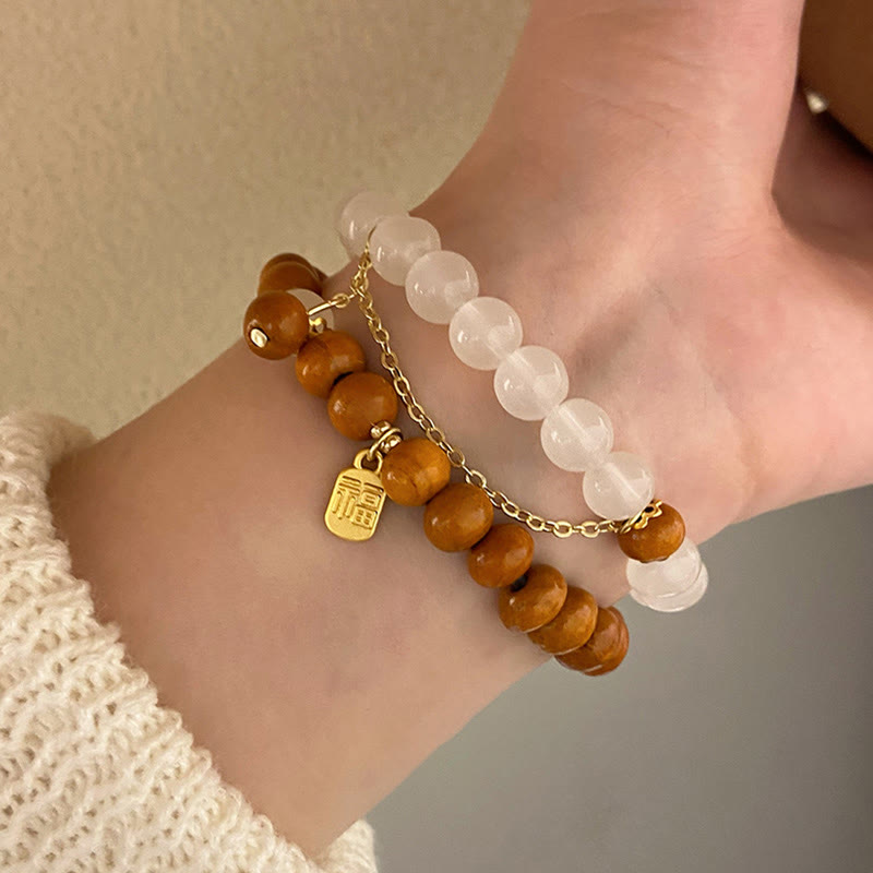 Sandelholz Katzenauge Fu Charm Schutzarmband