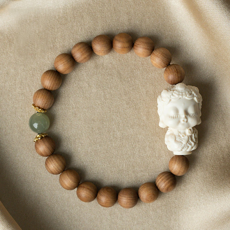Sandelholz Hetian Jade Schutzarmband 8mm Perlen
