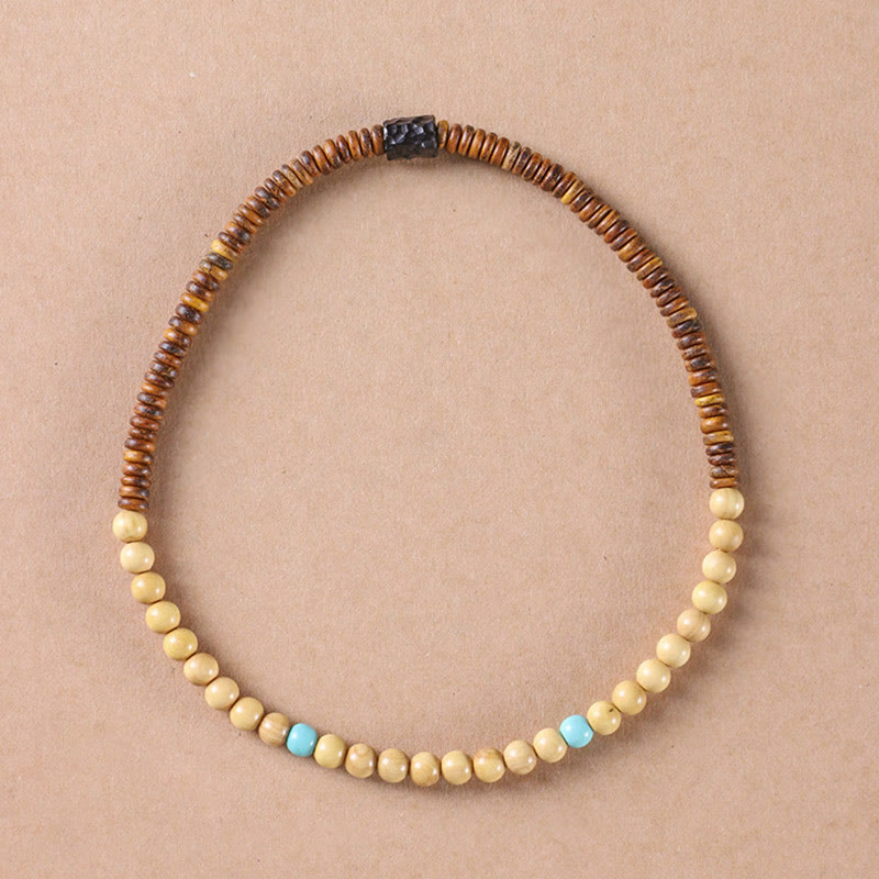 Sandelholz-Türkis-Schutzarmband mit doppelter Wicklung, 6 mm