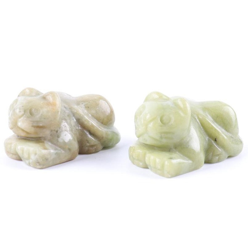 Katzenfigur aus Serpentinkristall, 3,8 cm, Heildekor