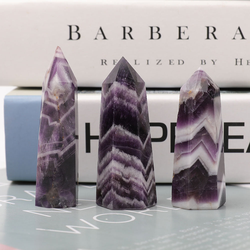 Set of 3 Amethyst Crystal Points 2.3-2.6 inch Healing Stones