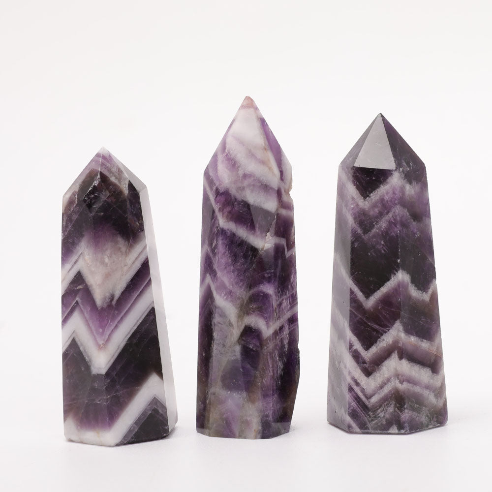 Set of 3 Amethyst Crystal Points 2.3-2.6 inch Healing Stones