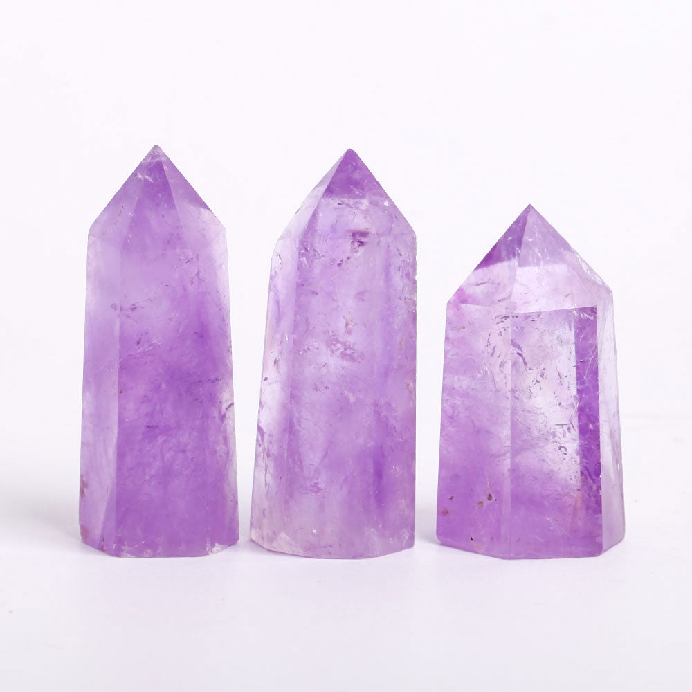 Set mit 3 Amethyst-Kristallspitzen, 5,1–7,6 cm, Heilung