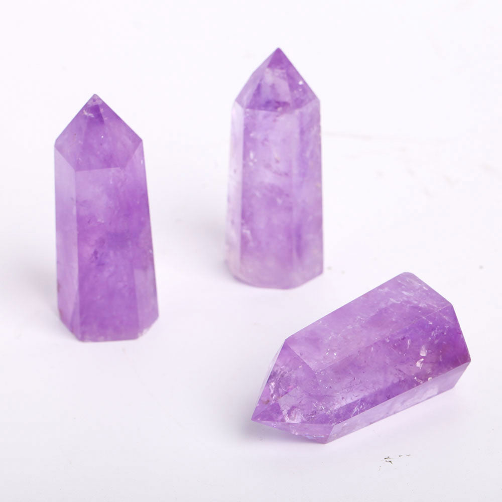 Set mit 3 Amethyst-Kristallspitzen, 5,1–7,6 cm, Heilung