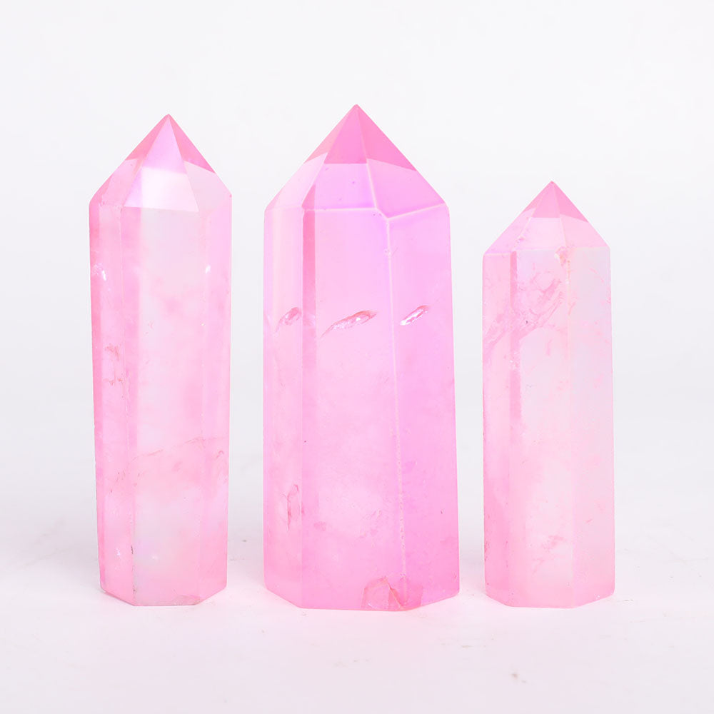 Set mit 3 Aura Pink Angel Kristallspitzen 2,5-3,2 Zoll