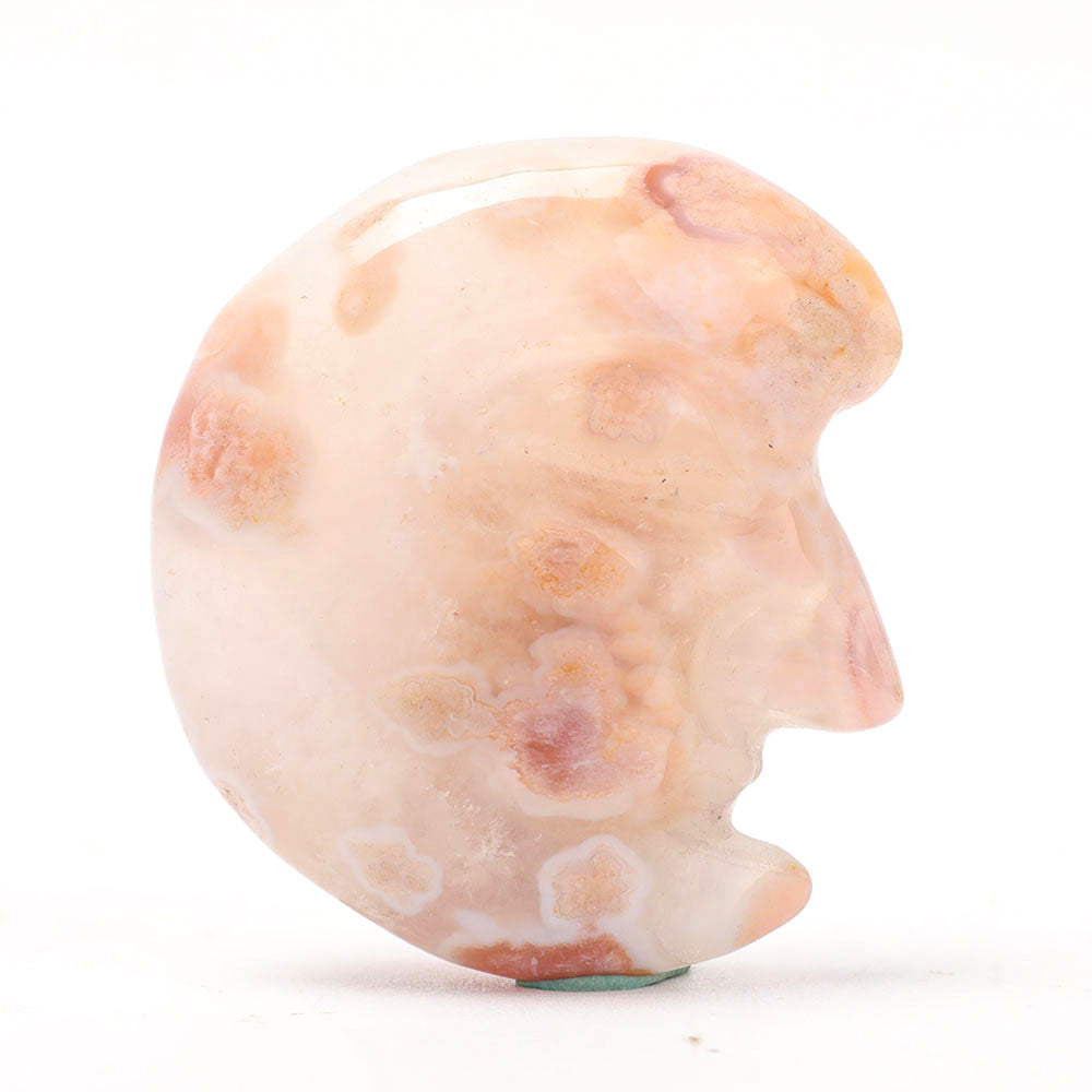 3er Set Blumenachat Mondform Schnitzereien 2 Zoll