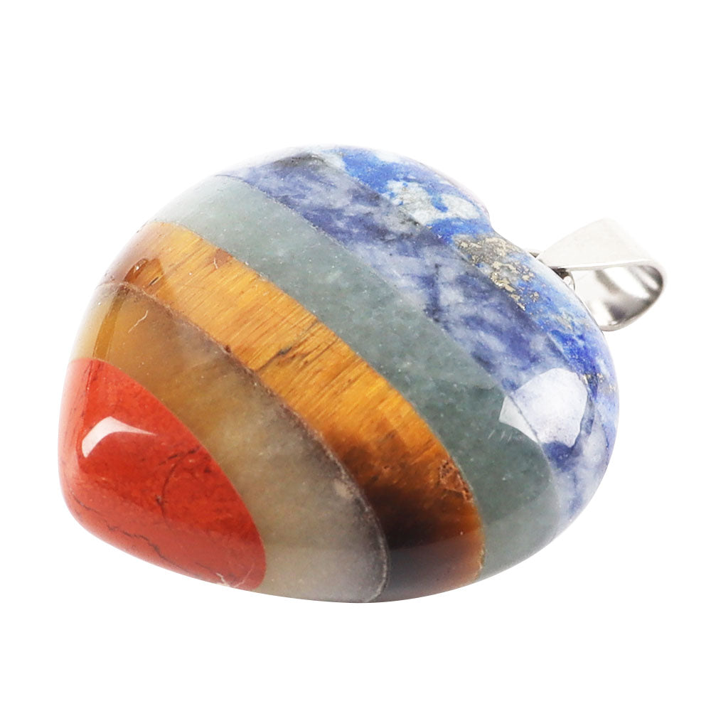 Sieben Chakra Kristall Herz Anhänger 3x3 Zoll