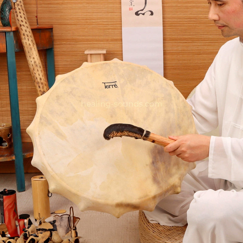 22,5 Zoll handgefertigte schamanische Rahmentrommel aus Jakutien